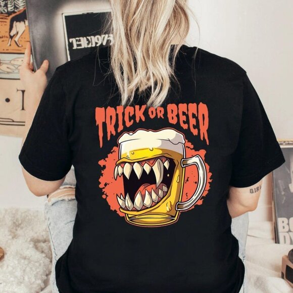 Tops - Trick or Beer Shirt Back Print – Funny Halloween Drinking Tee